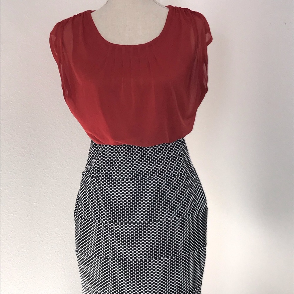 Coral and Black Dress